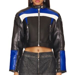 Lioness Black and Blue Leather Jacket